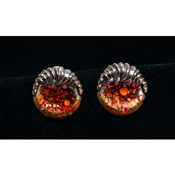 “Surf” enamel on copper earrings 